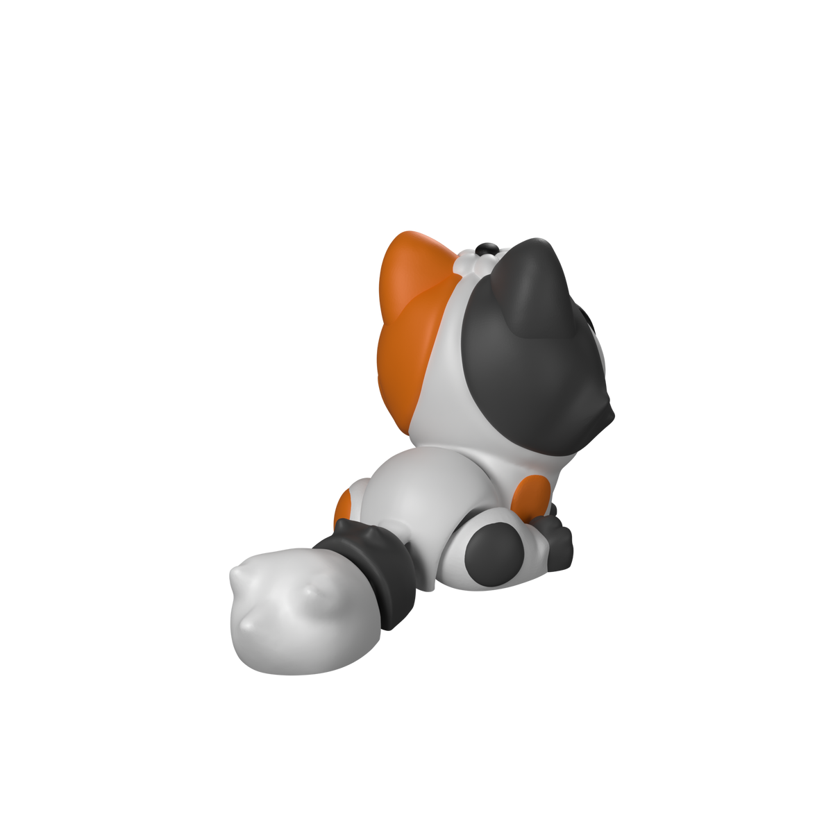 Baby Kitten Calico 3D printed model, back view