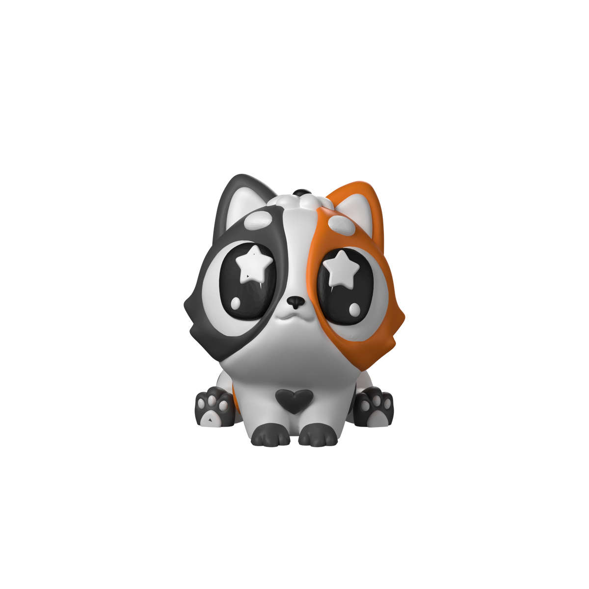 Baby Kitten Calico 3D printed model, front view