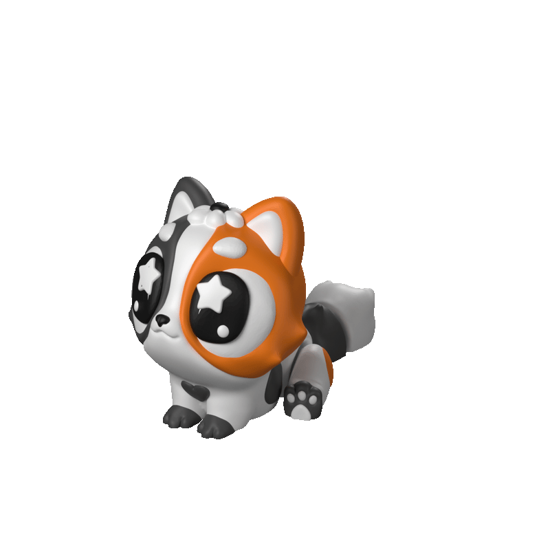 Baby Kitten Calico 3D printed model, turntable spin